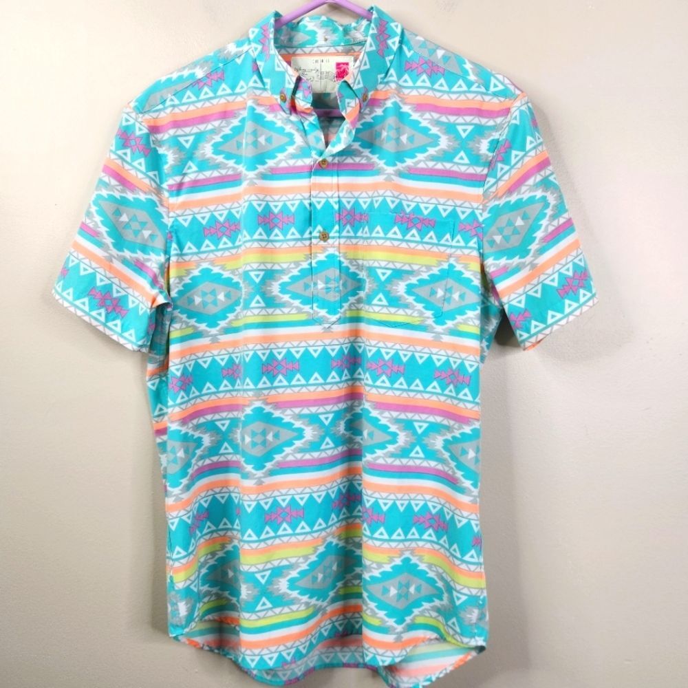Chubbies Southwestern Printed Short Sleeve Polyester Spandex Polo Shirt Large